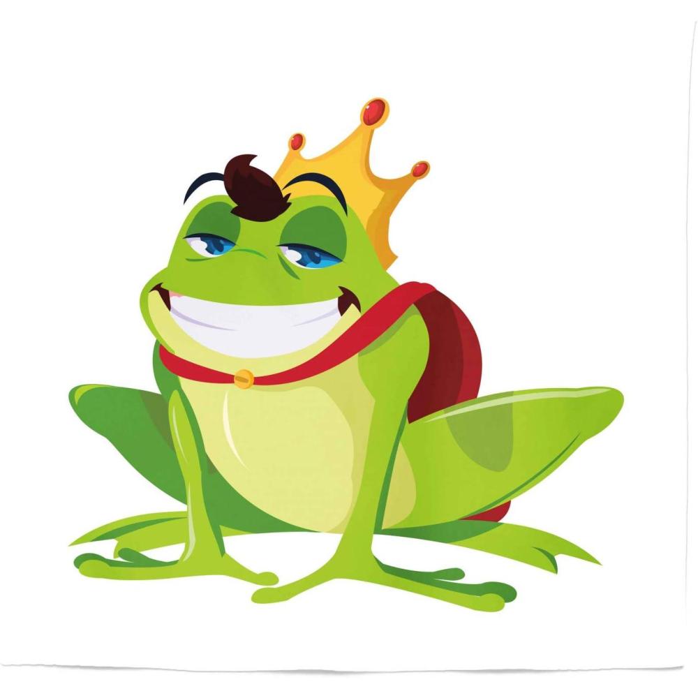 imageAmbesonne Crown Tapestry Cartoon Style Illustration of a Happy Smiling Character Prince Frog Fabric Wall Hanging Decor for Bedroom Living Room Dorm 23 X 28 Multicolor88L x 88W
