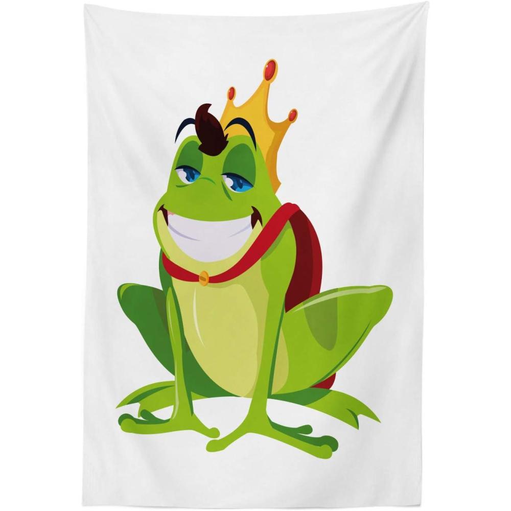 imageAmbesonne Crown Tapestry Cartoon Style Illustration of a Happy Smiling Character Prince Frog Fabric Wall Hanging Decor for Bedroom Living Room Dorm 23 X 28 Multicolor30 X 45