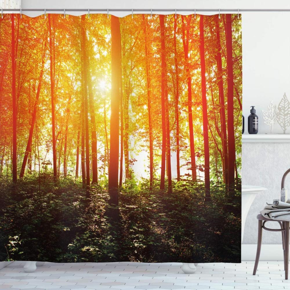 imageAmbesonne Halloween Shower Curtain Spiders Hanging from Their Traps Horror Inspired Design Grayscale Cartoon Cloth Fabric Bathroom Decor Set with Hooks 69 W x 70 L Charcoal Grey WhiteOrange Fern Green