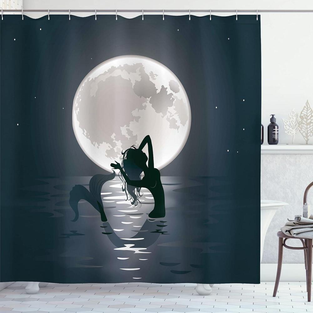 imageAmbesonne Halloween Shower Curtain Spiders Hanging from Their Traps Horror Inspired Design Grayscale Cartoon Cloth Fabric Bathroom Decor Set with Hooks 69 W x 70 L Charcoal Grey WhiteBlack and Grey