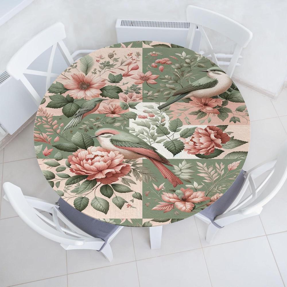 imageAmbesonne Ice Cream Fitted Round Tablecloth Delicate Pattern of Colorful Design Dots and Hearts on Plain Back Cartoon All Around Elastic Fabric Table Cover 40 44 Diameter Pink Blue ApricotLaurel Green Blush White