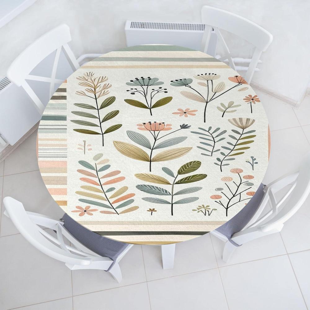 imageAmbesonne Ice Cream Fitted Round Tablecloth Delicate Pattern of Colorful Design Dots and Hearts on Plain Back Cartoon All Around Elastic Fabric Table Cover 40 44 Diameter Pink Blue ApricotEggshell Green Rose