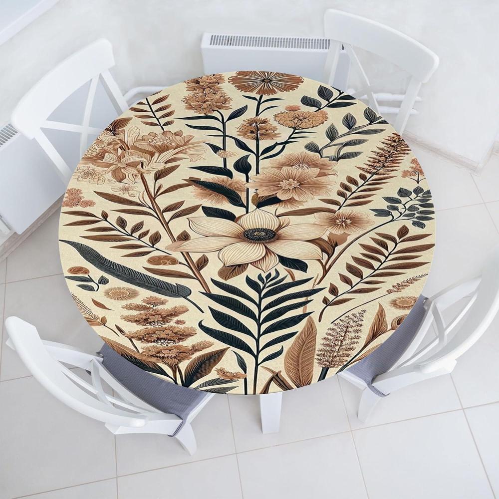 imageAmbesonne Ice Cream Fitted Round Tablecloth Delicate Pattern of Colorful Design Dots and Hearts on Plain Back Cartoon All Around Elastic Fabric Table Cover 40 44 Diameter Pink Blue ApricotEggshell Umber Slate Blue
