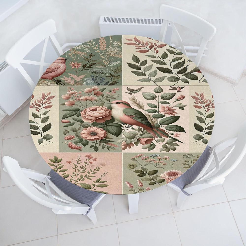 imageAmbesonne Ice Cream Fitted Round Tablecloth Delicate Pattern of Colorful Design Dots and Hearts on Plain Back Cartoon All Around Elastic Fabric Table Cover 40 44 Diameter Pink Blue ApricotLaurel Green Rose Beige