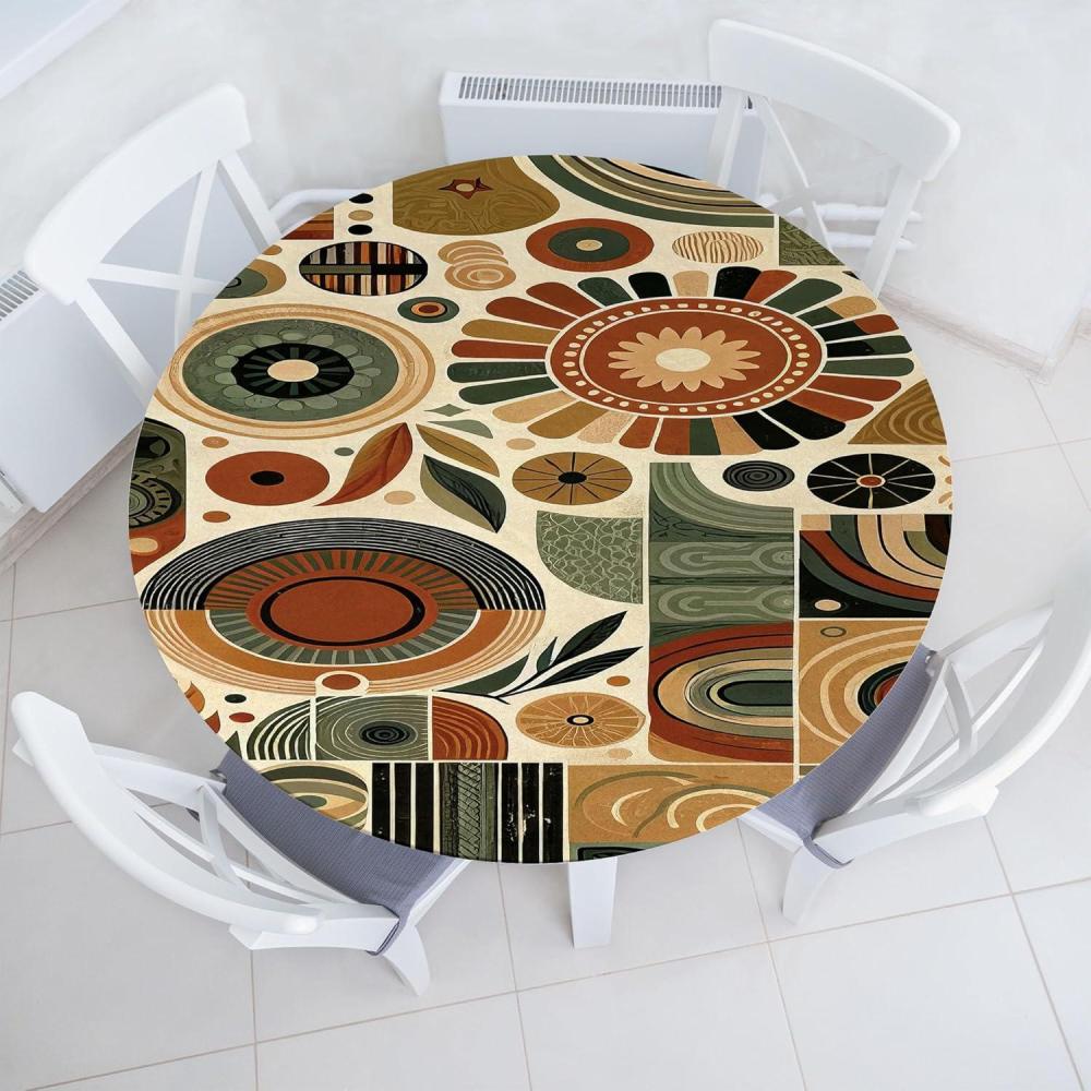 imageAmbesonne Ice Cream Fitted Round Tablecloth Delicate Pattern of Colorful Design Dots and Hearts on Plain Back Cartoon All Around Elastic Fabric Table Cover 40 44 Diameter Pink Blue ApricotCinnamon Reseda Green Tan