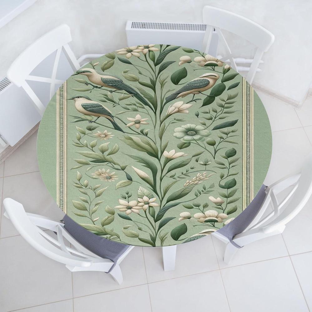 imageAmbesonne Ice Cream Fitted Round Tablecloth Delicate Pattern of Colorful Design Dots and Hearts on Plain Back Cartoon All Around Elastic Fabric Table Cover 40 44 Diameter Pink Blue ApricotPale Khaki Pale Green