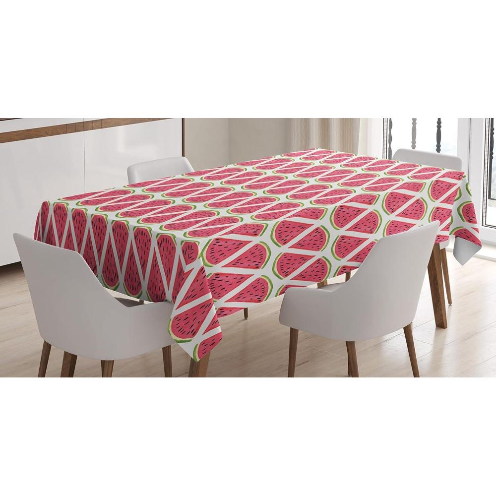 imageAmbesonne Love Tablecloth Pattern of Hearts and Romantic Wedding Theme Celebration Valentines Rectangular Table Cover for Dining Room Kitchen Decor 60 X 84 Pink WhiteGreen White