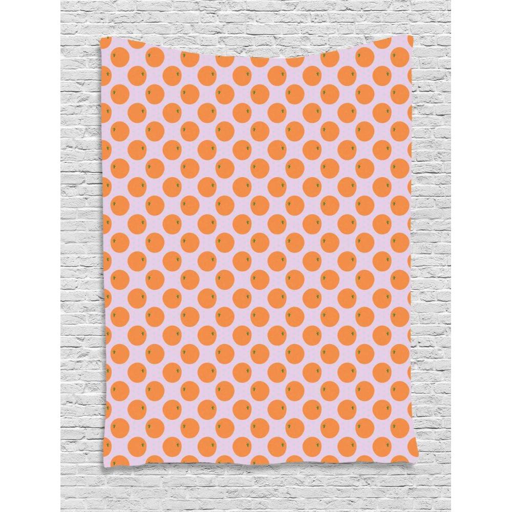 imageAmbesonne Orange Tapestry Cartoon Citrus Fruit on Polka Dots Pattern Wall Hanging for Bedroom Living Room Dorm Decor 60 X 80 Pale Pink Apricot60 X 80