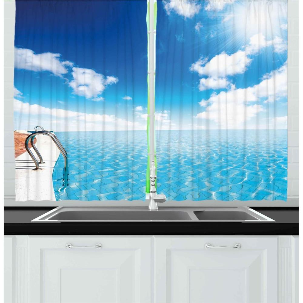 imageAmbesonne Red Kitchen Curtains Cartoon Style Motorcycle Bike Illustration on The White Background Design Print Window Drapes 2 Panel Set for Kitchen Cafe Decor 55 X 39 Black RubyWhite Turquoise