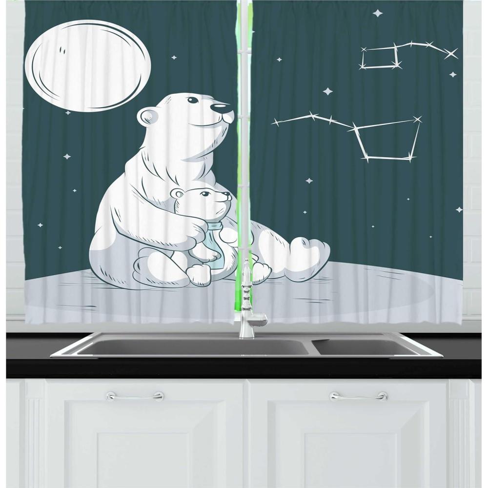 imageAmbesonne Red Kitchen Curtains Cartoon Style Motorcycle Bike Illustration on The White Background Design Print Window Drapes 2 Panel Set for Kitchen Cafe Decor 55 X 39 Black RubyVermilion White
