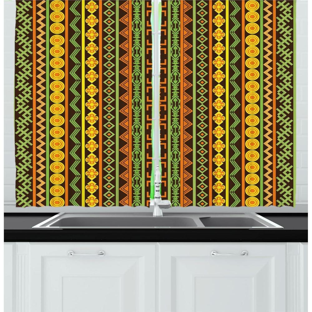 imageAmbesonne Red Kitchen Curtains Cartoon Style Motorcycle Bike Illustration on The White Background Design Print Window Drapes 2 Panel Set for Kitchen Cafe Decor 55 X 39 Black RubyLime Green