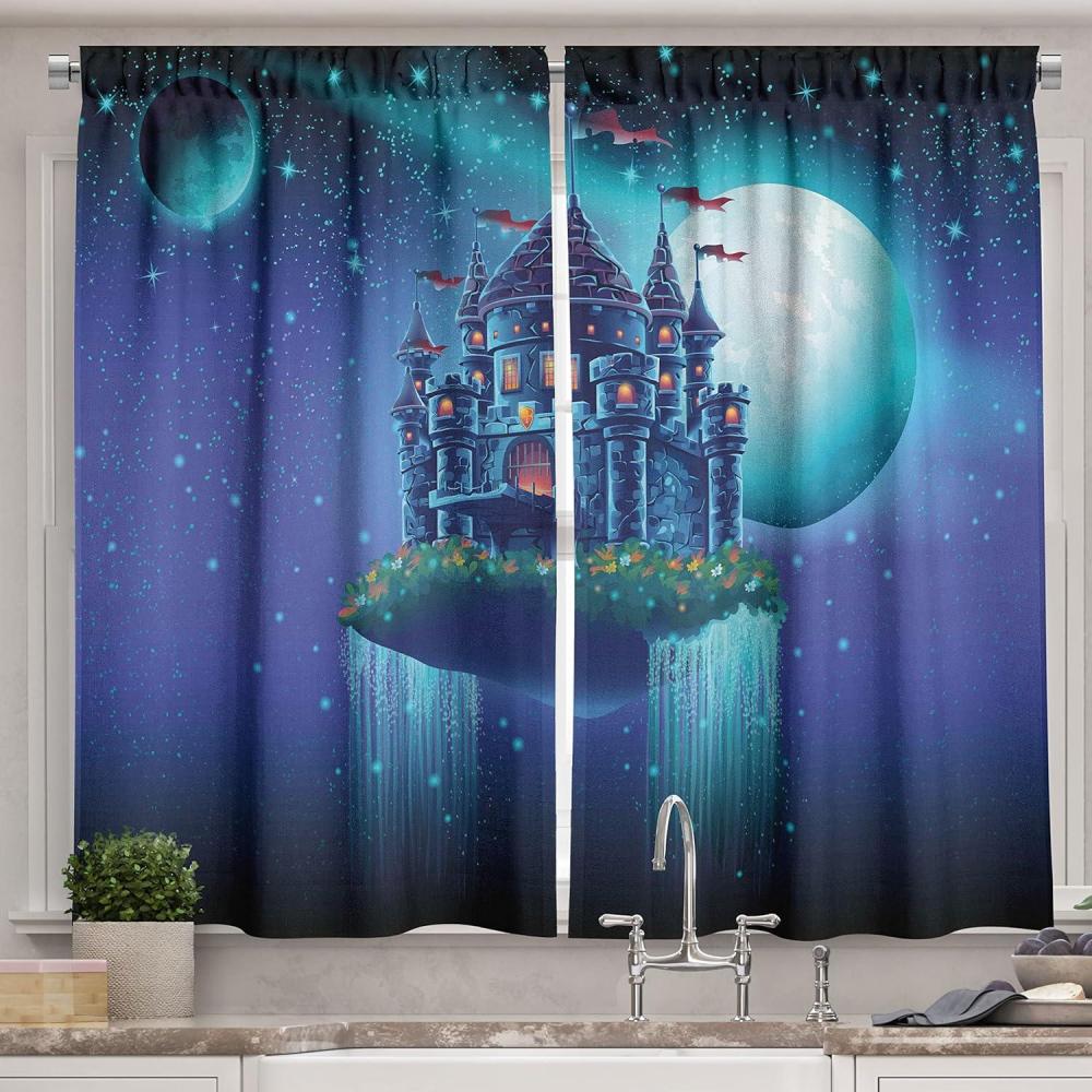 imageAmbesonne Red Kitchen Curtains Cartoon Style Motorcycle Bike Illustration on The White Background Design Print Window Drapes 2 Panel Set for Kitchen Cafe Decor 55 X 39 Black RubyTeal Blue