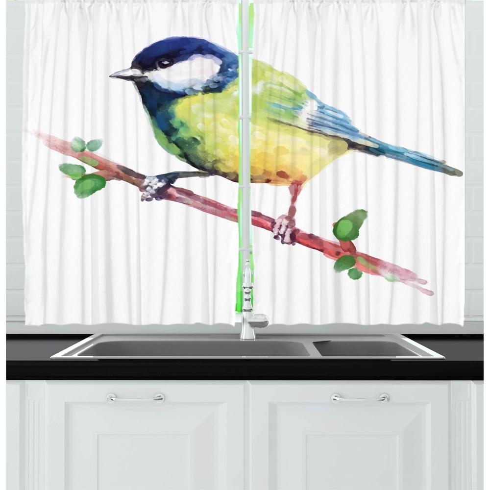 imageAmbesonne Red Kitchen Curtains Cartoon Style Motorcycle Bike Illustration on The White Background Design Print Window Drapes 2 Panel Set for Kitchen Cafe Decor 55 X 39 Black RubyGreen Navy
