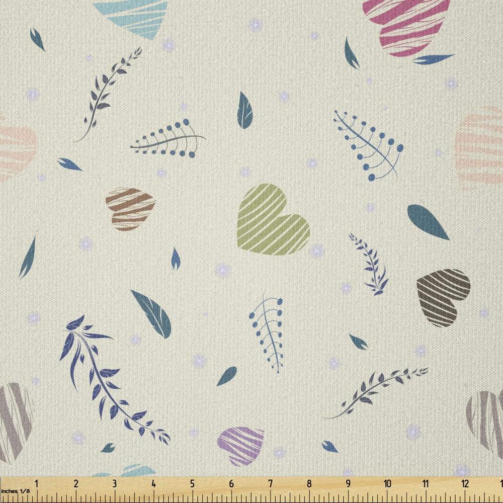 imageAmbesonne Romantic Fabric by The Yard Scratched Heart with Branches Valentines Day Vintage Lovers Theme Pastel Toned Stretch Knit Fabric for Clothing Sewing and Arts Crafts 1 Yard MulticolorMulticolor