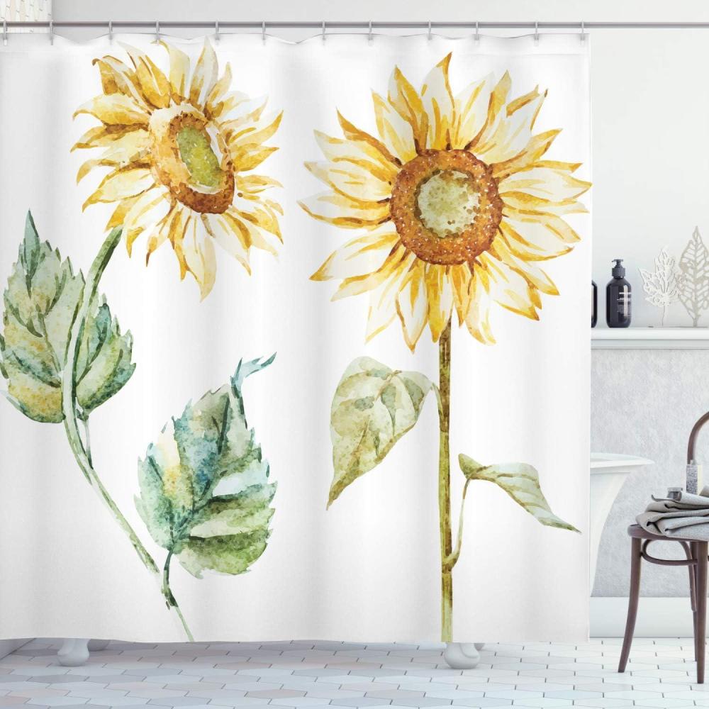 imageAmbesonne Superhero Shower Curtain Bulldog Superheroes Fun Cartoon Puppies in Disguise Costume Dogs Print Cloth Fabric Bathroom Decor Set with Hooks 69 W x 84 L Vermilion GreenYellow Green Yellow