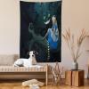 Ambesonne Alice in Wonderland Tapestry, Alice Sitting on Branch and Chescire Cat in Darkness Cartoon Style, Wall Hanging for Bedroom Living Room Dorm Decor, 40″ X 60″, Dark Green