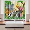Ambesonne Animal Kitchen Curtains, Animals in Jungle Elephant Giraffe Panda Bear Pig Lion Hippo Rhino Cartoon Art, Window Drapes 2 Panel Set for Kitchen Cafe Decor, 55″ x 39″, Yellow Pastel
