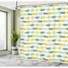 Ambesonne Animal Shower Curtain, Crocodile Characters in Cartoon Style Funny Faces Animal Alligators, Cloth Fabric Bathroom Decor Set with Hooks, 69″ W x 70″ L, Yellow Green Teal