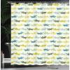 Ambesonne Animal Shower Curtain, Crocodile Characters in Cartoon Style Funny Faces Animal Alligators, Cloth Fabric Bathroom Decor Set with Hooks, 69″ W x 70″ L, Yellow Green Teal