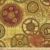 Ambesonne Boxer Dog Fabric by The Yard, Cartoon Purebred Dogs Paw Prints and Bones, Microfiber Fabric for Arts and Crafts Textiles & Decor, 1 Yard, Brown Caramel(Burgundy Yellow)