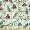 Ambesonne Boxer Dog Fabric by The Yard, Cartoon Purebred Dogs Paw Prints and Bones, Microfiber Fabric for Arts and Crafts Textiles & Decor, 1 Yard, Brown Caramel(Green Ruby)