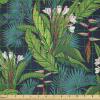 Ambesonne Boxer Dog Fabric by The Yard, Cartoon Purebred Dogs Paw Prints and Bones, Microfiber Fabric for Arts and Crafts Textiles & Decor, 1 Yard, Brown Caramel(Green Teal)