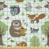 Ambesonne Boxer Dog Fabric by The Yard, Cartoon Purebred Dogs Paw Prints and Bones, Microfiber Fabric for Arts and Crafts Textiles & Decor, 1 Yard, Brown Caramel(Green Brown)