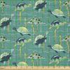 Ambesonne Boxer Dog Fabric by The Yard, Cartoon Purebred Dogs Paw Prints and Bones, Microfiber Fabric for Arts and Crafts Textiles & Decor, 1 Yard, Brown Caramel(Teal)