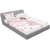 Ambesonne Cartoon Fitted Sheet & Pillow Sham Set, Funny Monkey Hanging from Tree and Holding Banana Jungle Animals Theme Print, Decorative Printed 2 Piece Bedding Decor Set, Twinxl, Chocolate White(Peach Rose)