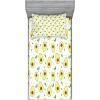 Ambesonne Cartoon Fitted Sheet & Pillow Sham Set, Funny Monkey Hanging from Tree and Holding Banana Jungle Animals Theme Print, Decorative Printed 2 Piece Bedding Decor Set, Twinxl, Chocolate White(Green Yellow)