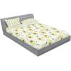 Ambesonne Cartoon Fitted Sheet & Pillow Sham Set, Funny Monkey Hanging from Tree and Holding Banana Jungle Animals Theme Print, Decorative Printed 2 Piece Bedding Decor Set, Twinxl, Chocolate White(Green Yellow)