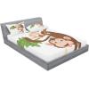 Ambesonne Cartoon Fitted Sheet & Pillow Sham Set, Funny Monkey Hanging from Tree and Holding Banana Jungle Animals Theme Print, Decorative Printed 2 Piece Bedding Decor Set, Twinxl, Chocolate White(Chocolate White)