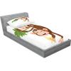 Ambesonne Cartoon Fitted Sheet & Pillow Sham Set, Funny Monkey Hanging from Tree and Holding Banana Jungle Animals Theme Print, Decorative Printed 2 Piece Bedding Decor Set, Twinxl, Chocolate White(Chocolate White)
