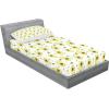 Ambesonne Cartoon Fitted Sheet & Pillow Sham Set, Funny Monkey Hanging from Tree and Holding Banana Jungle Animals Theme Print, Decorative Printed 2 Piece Bedding Decor Set, Twinxl, Chocolate White(Green Yellow)