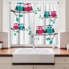 Ambesonne Cartoon Kitchen Curtains, Couples of Owls Sitting on Spring Branches Funny Characters, Window Drapes 2 Panel Set for Kitchen Cafe Decor, 55″ x 39″, Pink Turquoise