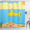 Ambesonne Cartoon Shower Curtain, Animal Map of The World for Cartoon Mountains Forests Happy Atlas, Cloth Fabric Bathroom Decor Set with Hooks, 69″ W x 84″ L, Yellow Green and Pale Blue(Blue Yellow Beige)