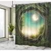 Ambesonne Cartoon Shower Curtain, Animal Map of The World for Cartoon Mountains Forests Happy Atlas, Cloth Fabric Bathroom Decor Set with Hooks, 69″ W x 84″ L, Yellow Green and Pale Blue(Cream Green Teal)