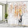 Ambesonne Cartoon Shower Curtain, Animal Map of The World for Cartoon Mountains Forests Happy Atlas, Cloth Fabric Bathroom Decor Set with Hooks, 69″ W x 84″ L, Yellow Green and Pale Blue(Orange Green and White)