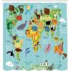 Ambesonne Cartoon Shower Curtain, Animal Map of The World for Cartoon Mountains Forests Happy Atlas, Cloth Fabric Bathroom Decor Set with Hooks, 69″ W x 84″ L, Yellow Green and Pale Blue(Yellow Green and Pale Blue)