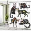 Ambesonne Cartoon Shower Curtain, Animal Map of The World for Cartoon Mountains Forests Happy Atlas, Cloth Fabric Bathroom Decor Set with Hooks, 69″ W x 84″ L, Yellow Green and Pale Blue(Black White)