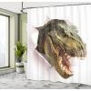 Ambesonne Cartoon Shower Curtain, Animal Map of The World for Cartoon Mountains Forests Happy Atlas, Cloth Fabric Bathroom Decor Set with Hooks, 69″ W x 84″ L, Yellow Green and Pale Blue(Green Army Green White)