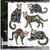 Ambesonne Cartoon Shower Curtain, Animal Map of The World for Cartoon Mountains Forests Happy Atlas, Cloth Fabric Bathroom Decor Set with Hooks, 69″ W x 84″ L, Yellow Green and Pale Blue(Black White)