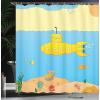 Ambesonne Cartoon Shower Curtain, Animal Map of The World for Cartoon Mountains Forests Happy Atlas, Cloth Fabric Bathroom Decor Set with Hooks, 69″ W x 84″ L, Yellow Green and Pale Blue(Blue Yellow Beige)