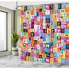 Ambesonne Cartoon Shower Curtain, Animal Map of The World for Cartoon Mountains Forests Happy Atlas, Cloth Fabric Bathroom Decor Set with Hooks, 69″ W x 84″ L, Yellow Green and Pale Blue(Multicolor Black)