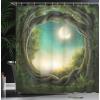 Ambesonne Cartoon Shower Curtain, Animal Map of The World for Cartoon Mountains Forests Happy Atlas, Cloth Fabric Bathroom Decor Set with Hooks, 69″ W x 84″ L, Yellow Green and Pale Blue(Cream Green Teal)