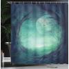 Ambesonne Cartoon Shower Curtain, Animal Map of The World for Cartoon Mountains Forests Happy Atlas, Cloth Fabric Bathroom Decor Set with Hooks, 69″ W x 84″ L, Yellow Green and Pale Blue(Navy Green)