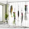 Ambesonne Cartoon Shower Curtain, Animal Map of The World for Cartoon Mountains Forests Happy Atlas, Cloth Fabric Bathroom Decor Set with Hooks, 69″ W x 84″ L, Yellow Green and Pale Blue(Multicolor White)