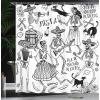 Ambesonne Cartoon Shower Curtain, Animal Map of The World for Cartoon Mountains Forests Happy Atlas, Cloth Fabric Bathroom Decor Set with Hooks, 69″ W x 84″ L, Yellow Green and Pale Blue(White and Black)