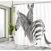 Ambesonne Cartoon Shower Curtain, Forest Secret Swing Old Tree Curly Half Moon Shaped Lamps Butterflies Print, Cloth Fabric Bathroom Decor Set with Hooks, 69″ W x 75″ L, Brown Khaki(Grey White)
