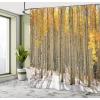Ambesonne Cartoon Shower Curtain, Forest Secret Swing Old Tree Curly Half Moon Shaped Lamps Butterflies Print, Cloth Fabric Bathroom Decor Set with Hooks, 69″ W x 75″ L, Brown Khaki(Orange White)
